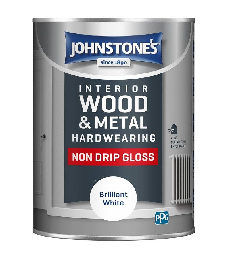 Johnstonne's Interior Wood & Metal Hardwearing Non drip Gloss 1.25litre Johnstonne's Interior Wood & Metal Hardwearing Non drip Gloss 1.25litre
